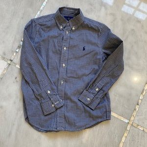 Ralph Lauren boys checkered navy abs white button down shirt